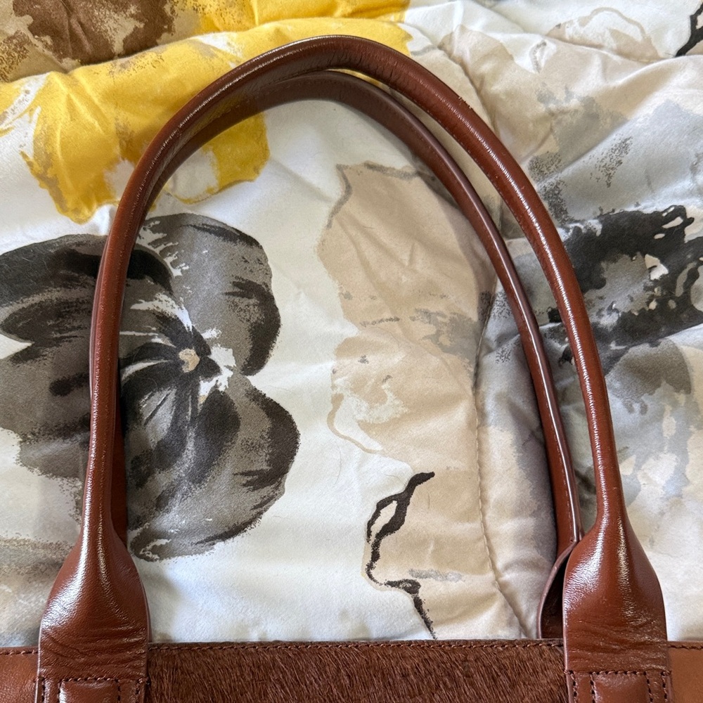 Pour La Victoire Large Tote Bag in Leather and Pony Hair brown with gold accents - Picture 13 of 15
